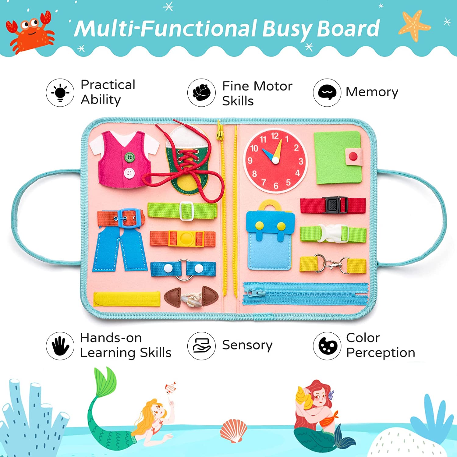 Smart Active Kids Busy Board - Mermaid